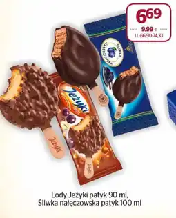Społem Lody Jeżyki patyk 90 ml, Sliwka nałęczowska patyk 100 ml oferta