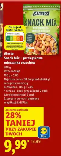 Lidl Mieszanka Alesto Snack Mix przekąskowa orzechów różne rodzaje oferta