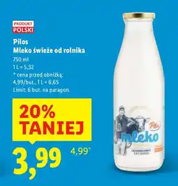 Lidl Mleko świeże od rolnika Pilos oferta