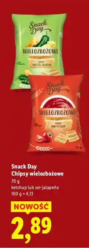 Lidl Chipsy Snack Day wielozbożowe ketchup lub ser-jalapeño oferta