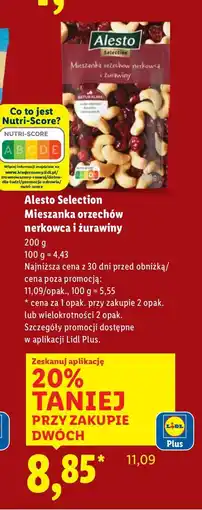 Lidl Mieszanka Alesto Selection orzechów nerkowca i żurawiny oferta