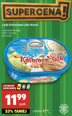 Delikatesy Centrum Lody Kolorowe Lato o smaku pistacjowym, śmietankowym i słonego karmelu Koral oferta