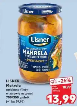 Kaufland LISNER Makrela opiekane filety w zalewie octowej 700/350 g słoik oferta