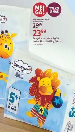 Rossmann Pieluszki dla dzieci junior+ Babydream Fun&Fit oferta