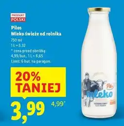 Lidl Mleko prosto od rolnika Pilos oferta