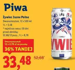Lidl Piwo Żywiec Jasne Pełne oferta
