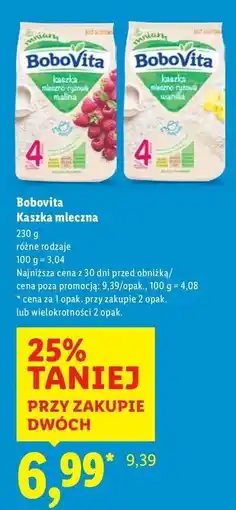 Lidl Kaszka mleczno ryżowa waniliowa Bobovita oferta