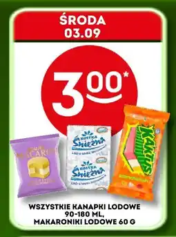 Żabka Lody Makaronki, Kanapki lodowe Żabka oferta