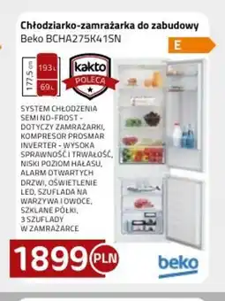 Kakto Chłodziarko-zamrażarka do zabudowy Beko BCHA275K41SN oferta