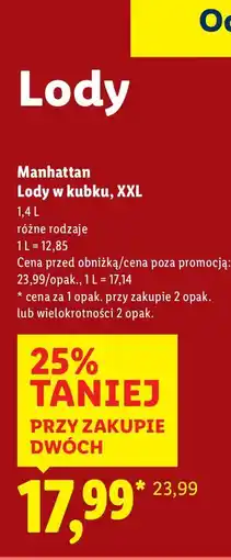 Lidl Lody w kubku Manhattan XXL, różne rodzaje oferta