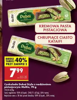 Biedronka Czekolada Dubai Style z nadzieniem pistacjowym Meltie oferta
