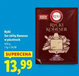 Lidl Ryki Ser żółty Koneser w plastrach oferta