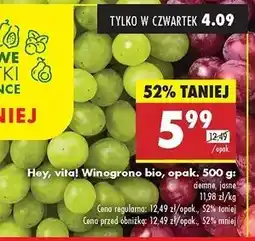 Biedronka Winogrona białe bio oferta