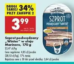 Biedronka Szprot podwędzany winter w oleju roślinnym Marinero oferta