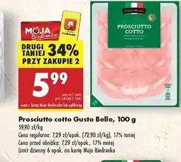 Biedronka Szynka prosciutto cotto Gustobello oferta