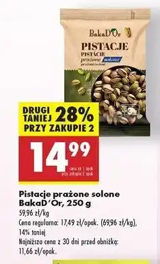 Biedronka Pistacje prażone i solone Bakad'or oferta