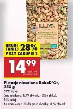 Biedronka Pistacje kalifornijskie prażone Bakad'or oferta