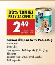 Biedronka Karma dla psa z wołowiną w galarecie Activ Pet oferta