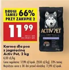 Biedronka Karma dla psa z jagnięciną sensitive Activ Pet oferta