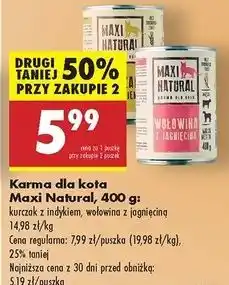 Biedronka Karma dla kota kurczak z indykiem Maxi Natural oferta