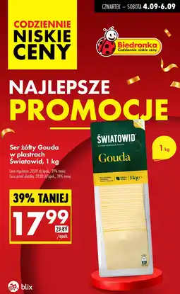 Biedronka Ser żółty Gouda Światowid w plastrach oferta