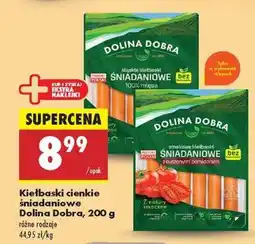 Biedronka Kiełbaski cienkie śniadaniowe Dolina Dobra, 200 g oferta