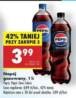 Biedronka Napój gazowany, 1 l: Pepsi, Pepsi Zero Cukru oferta