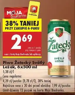 Biedronka Piwo Žatecký Světlý Ležák 6x500 ml oferta