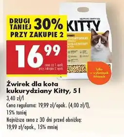 Biedronka Żwirek dla kota kukurydziany Kitty, 5 l oferta