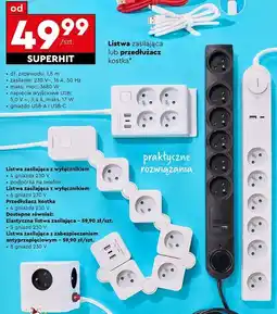 Biedronka Listwa z zabezpieczeniem antyprzepięciowym 8 gniazd oferta