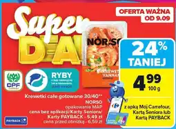 Carrefour Krewetki całe gotowane 30/40 Norso oferta