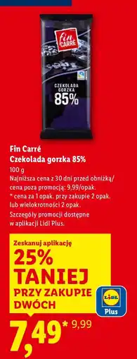 Lidl Czekolada gorzka 85% Fin Carré oferta