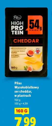 Lidl Ser Pilos Wysokobiałkowy ser cheddar w plastrach oferta