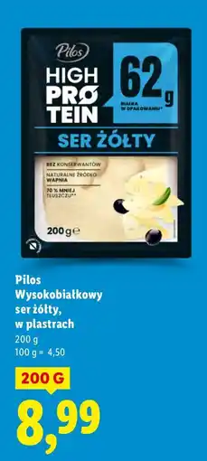 Lidl Ser Pilos Wysokobiałkowy ser żółty w plastrach oferta
