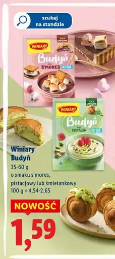 Lidl Budyń o smaku s'mores/pistacjowy/śmietankowy Winiary oferta