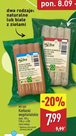 ALDI Kiełbaski wegetariańskie My Vay oferta