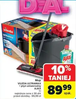 Carrefour Mop Vileda Ultramax + płyn uniwersalny Ajax oferta