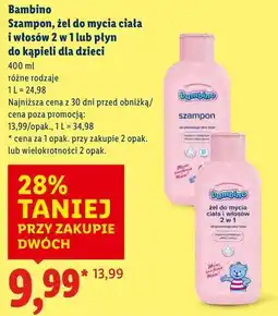 Lidl Szampon, żel do mycia lub płyn do kąpieli Bambino oferta