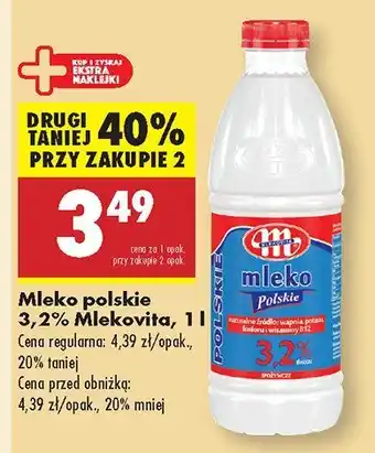 Biedronka Mleko polskie 3,2% Mlekovita oferta