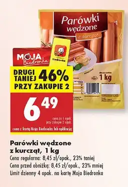 Biedronka Parówki wędzone z kurcząt Biedronka oferta