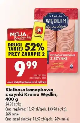 Biedronka Kiełbasa kanapkowa z szynki Kraina Wędlin oferta