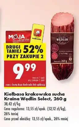 Biedronka Kiełbasa krakowska sucha Kraina Wędlin Select oferta