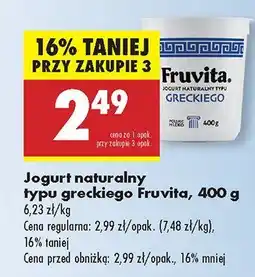 Biedronka Jogurt naturalny typu greckiego Fruvita oferta