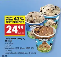 Biedronka Lody Ben&Jerry's różne rodzaje oferta