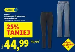 Lidl Esmara Jeansy straight fit lub push-up damskie z bawełną oferta