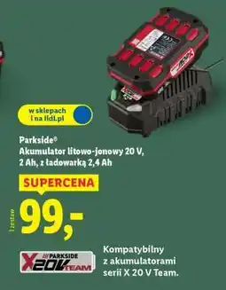 Lidl Parkside Akumulator litowo-jonowy 20 V, 2 Ah, z ładowarką 2,4 Ah oferta