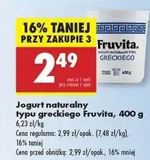 Biedronka Jogurt naturalny grecki Fruvita oferta