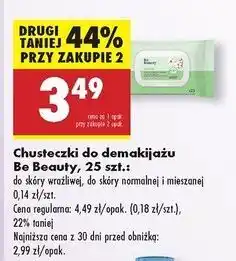 Biedronka Chusteczki do demakijażu cery normalnej i mieszanej Be Beauty Face Expertiv oferta