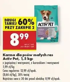 Biedronka Karma dla psa z kurczakiem i warzywami małe rasy Activ Pet oferta