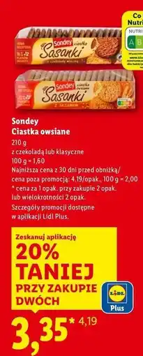 Lidl Ciastka sasanki w czekoladzie Sondey oferta